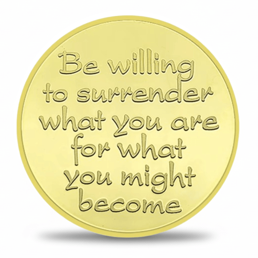 Change is the Essence of Life butterfly coin reverse be willing to surrender what you are for what you might become gold motivational collectible token
