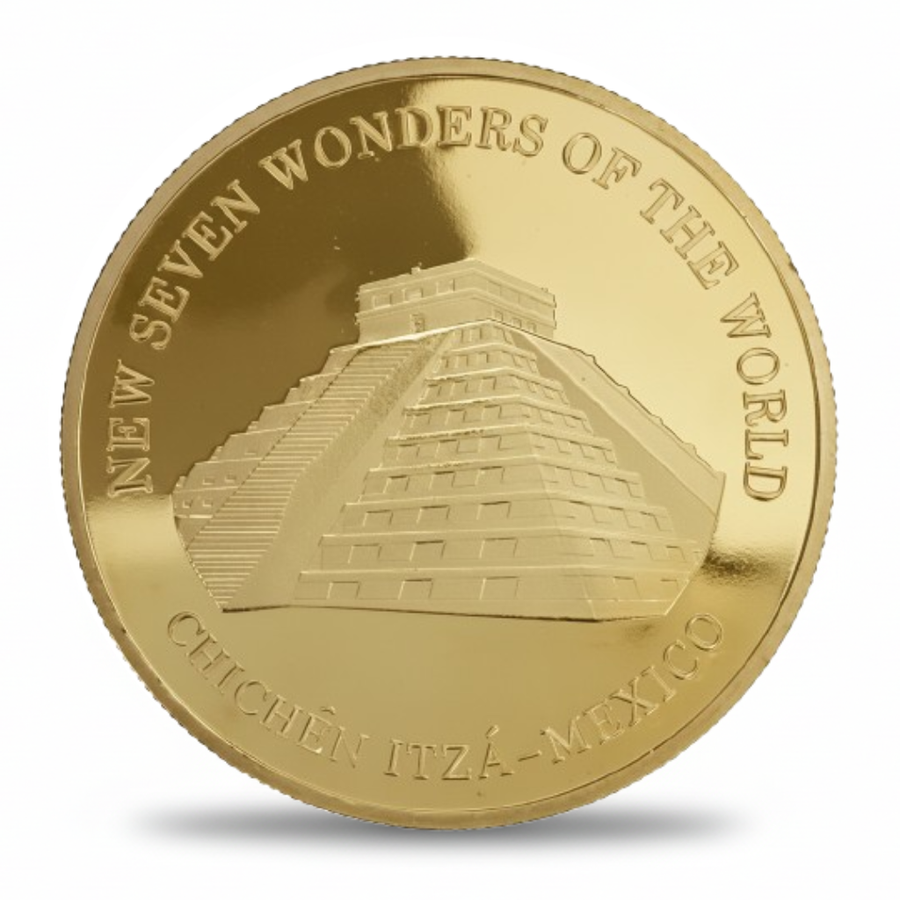 Chichen Itza Mexico Seven Wonders commemorative coin Mayan pyramid collectible
