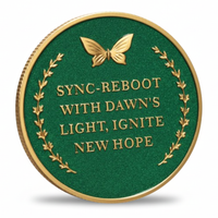 Dawn Breaks fairy collectible coin gold reverse with butterfly crown laurel sprigs and hope inscription collectible token
