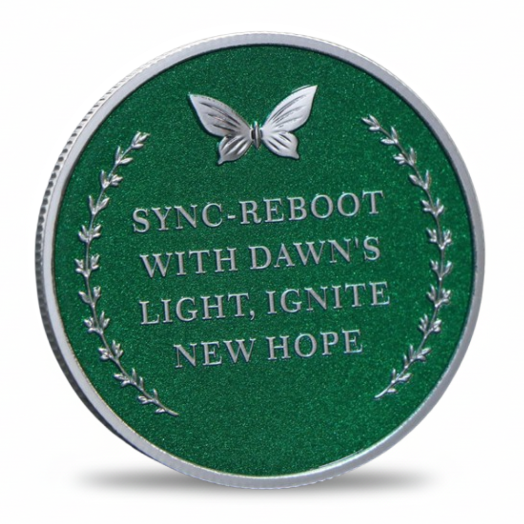 Dawn Breaks fairy collectible coin silver reverse with butterfly crown laurel sprigs and hope inscription collectible token
