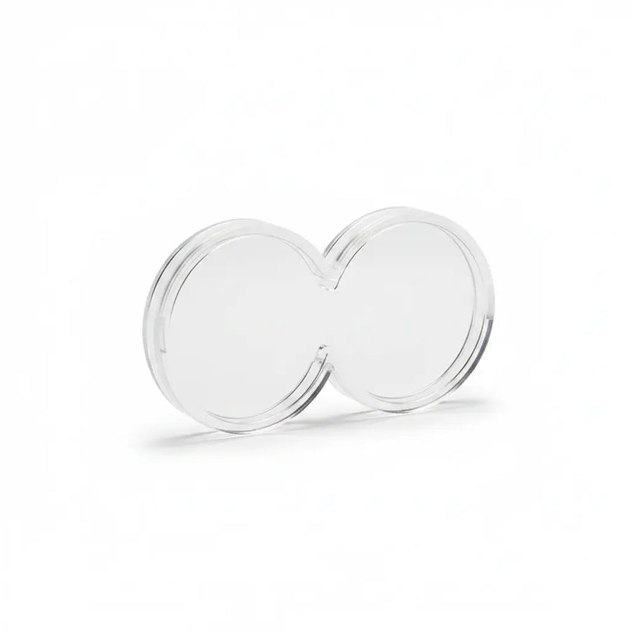 A double 40mm coin case on a white background with subtle shadow available at one more coin store.