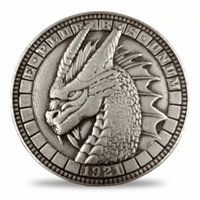 Dragon hobo nickel coin E Pluribus Unum 1921 Morgan Dollar style gothic fantasy collectible coin token available at One More Coin store