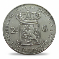 Dutch 1840 2½ Gulden crowned lion coat of arms reverse Kingdom of the Netherlands historical collectible coin token

