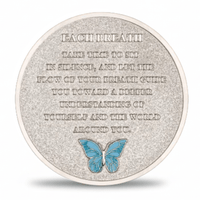 Each Breath meditation verse blue butterfly mindfulness collectible coin reverse side silver finish
