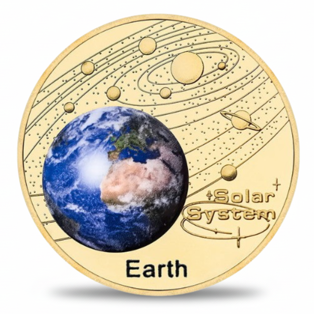 Earth planet commemorative collectible coin blue marble space collectible token
