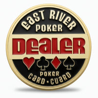 East River poker dealer card guard coin metal collectible chip gaming memorabilia gift for poker players available at One More Coin store
