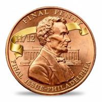 Final Penny Last US One Cent commemorative collectible coin Lincoln portrait American history gift for collectors available at One More Coin store
