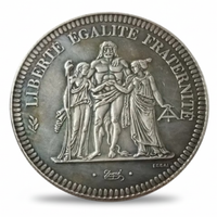French 1973 20 Francs Hercules Dupré ESSAI replica coin obverse Liberty Equality Fraternity allegorical group French Republic collectible available at One More Coin store
