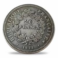 French 1973 20 Francs République Française oak olive wreath reverse historical collectible coin token
