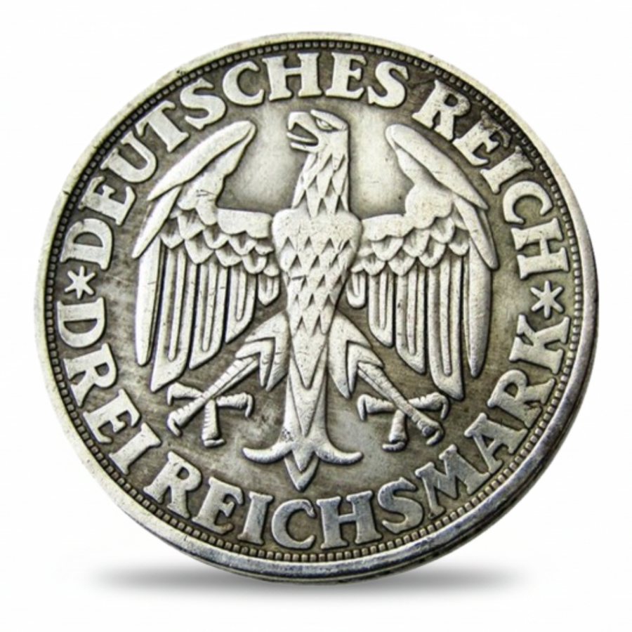 German 1928 Deutsches Reich Drei Reichsmark eagle reverse historical collectible coin token
