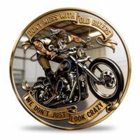 Grumpy Old Bikers Club coin front Don't Mess With Old Bikers chopper motorcycle enamel novelty collectible available at One More Coin store
