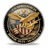 U.S. Armed Forces honor duty sacrifice bald eagle Stars and Stripes shield military collectible coin reverse patriotic token
