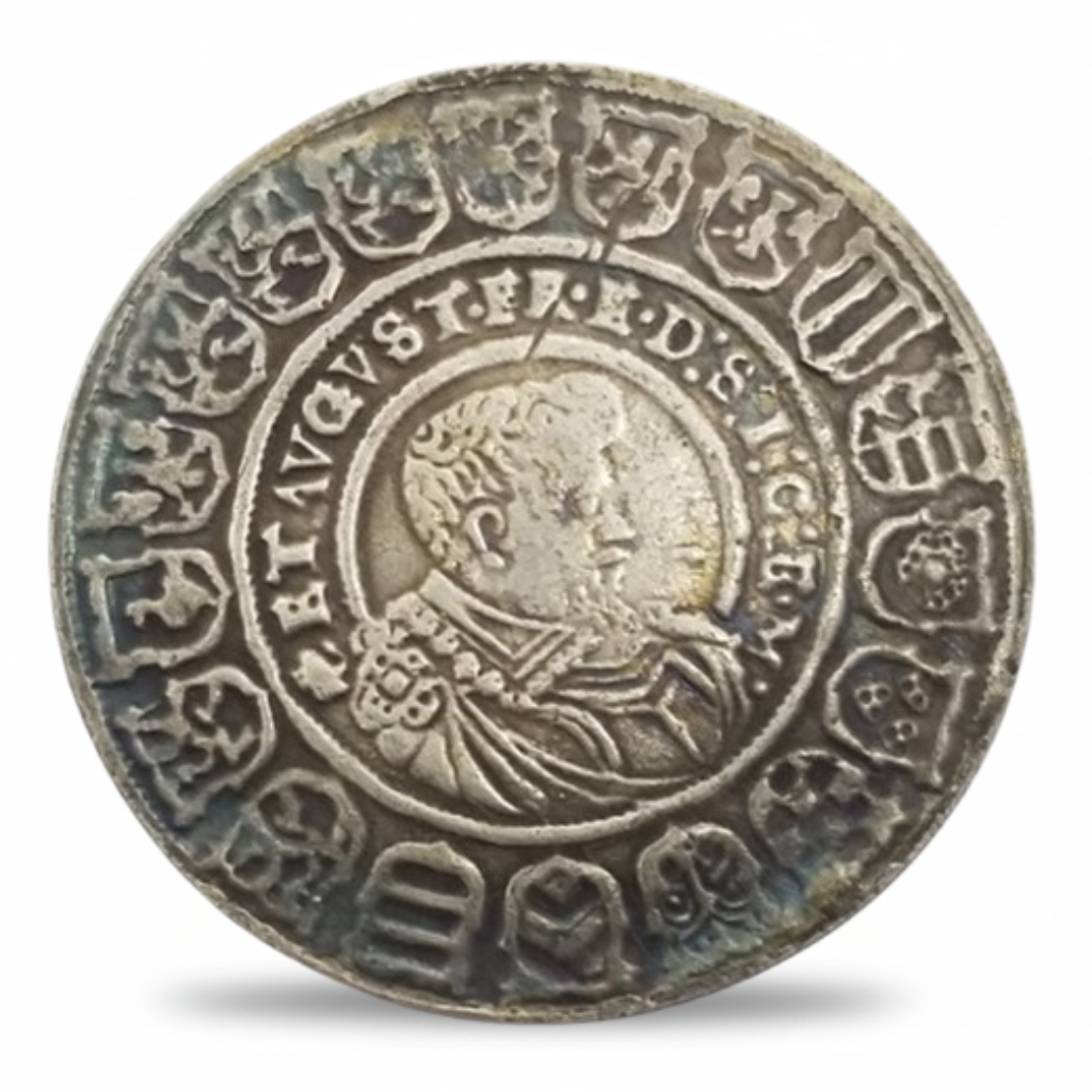 Habsburg Tyrolean Thaler 1613 heraldic shields reverse Austrian Holy Roman Empire historical collectible coin token
