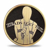 Heads I Get Tail humorous novelty flip collectible coin brass finish double-sided gag gift conversation piece available at One More Coin store
