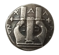 Kithara lyre Greek inscription ancient Greece Apollo collectible coin reverse historical replica
