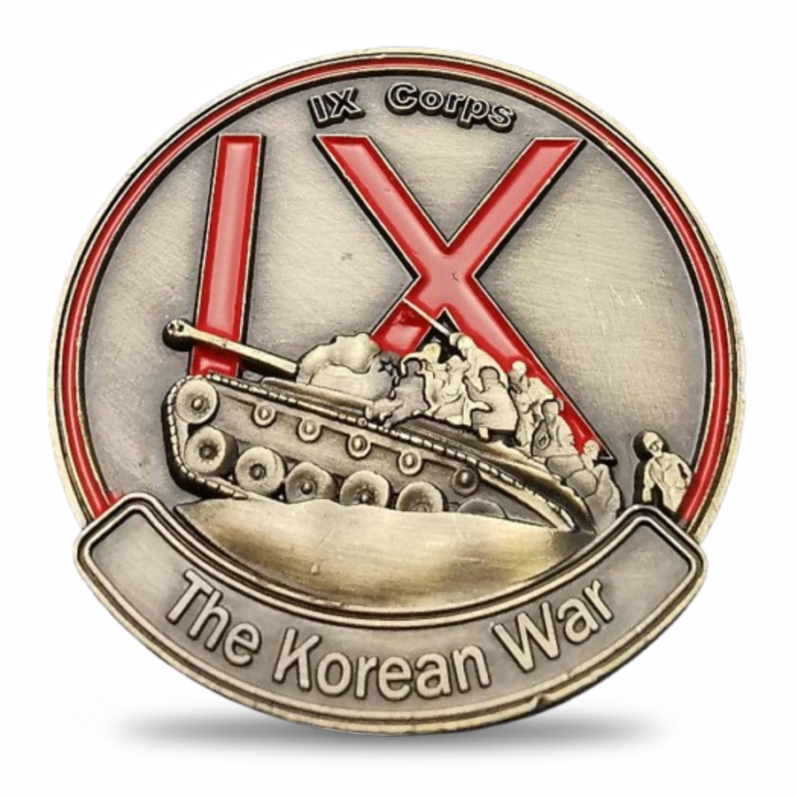 Korean War challenge coin IX Corps tank reverse The Korean War military collectible gift for veterans and collectors
