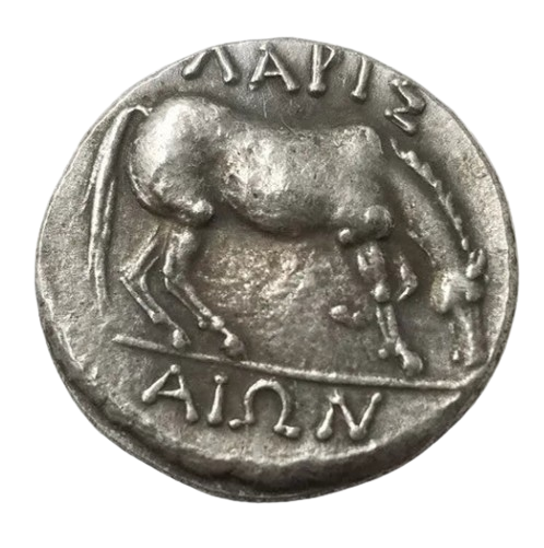 Grazing horse foal Larissa Thessaly ancient Greece Greek collectible coin reverse historical replica
