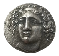 Larissa nymph facing portrait ancient Greece Greek collectible coin token historical gift for collectors available at One More Coin store
