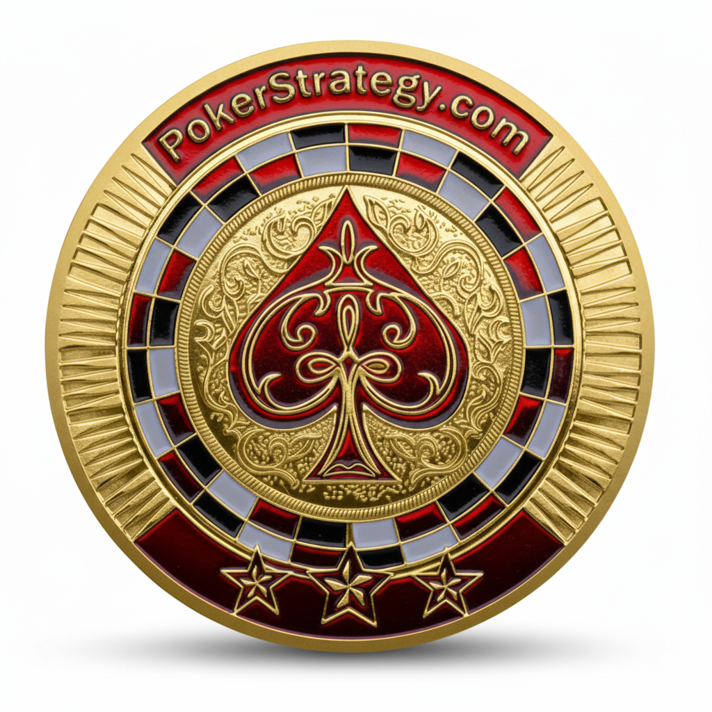 Las Vegas Poker Chip Coin Reverse - PokerStrategy Spade Design - White Background Product Photo