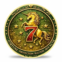 Lucky 7 unicorn fortune collectible coin gold enamel wealth protection gift for collectors available at One More Coin store