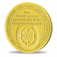 Lucky Money gold collectible coin reverse with horseshoe and four-leaf clover good luck blessing inscription collectible token
