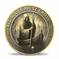 All Souls Must Cross ferryman Charon gothic collectible coin reverse side
