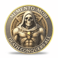 Memento Mori Death Conquers All gothic skull Grim Reaper collectible coin available at One More Coin store
