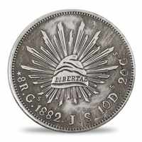 Mexican 8 Reales 1882 Libertad cap sunburst obverse commemorative collectible coin available at One More Coin store
