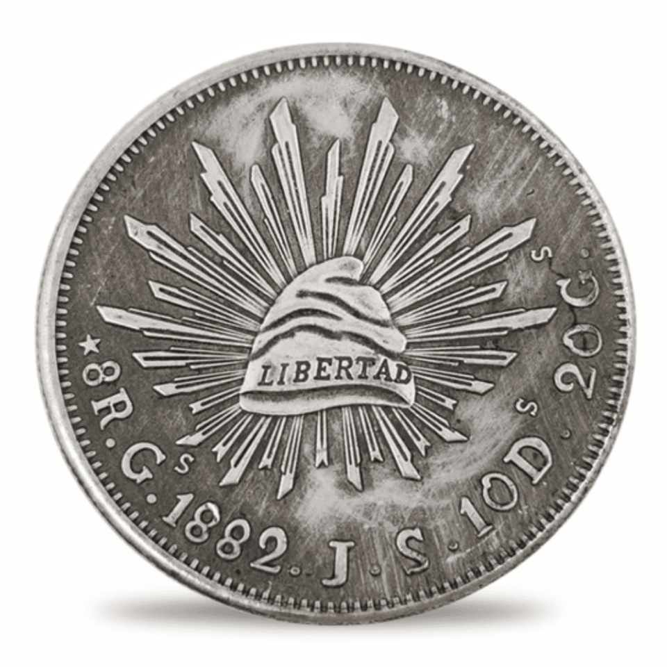 Mexican 8 Reales 1882 Coin – Libertad Cap & Eagle Collectible
