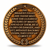Mission First firefighter challenge coin reverse the bravest folks quote antique bronze laurel wreath Maltese cross fire service collectible token
