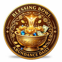 Money Tree 888 Blessing Bowl coin reverse ornate gold Chinese blessing bowl Fu fortune character lotus flowers gold coins sapphire gemstones banknotes golden light fountain abundance daily collectible token
