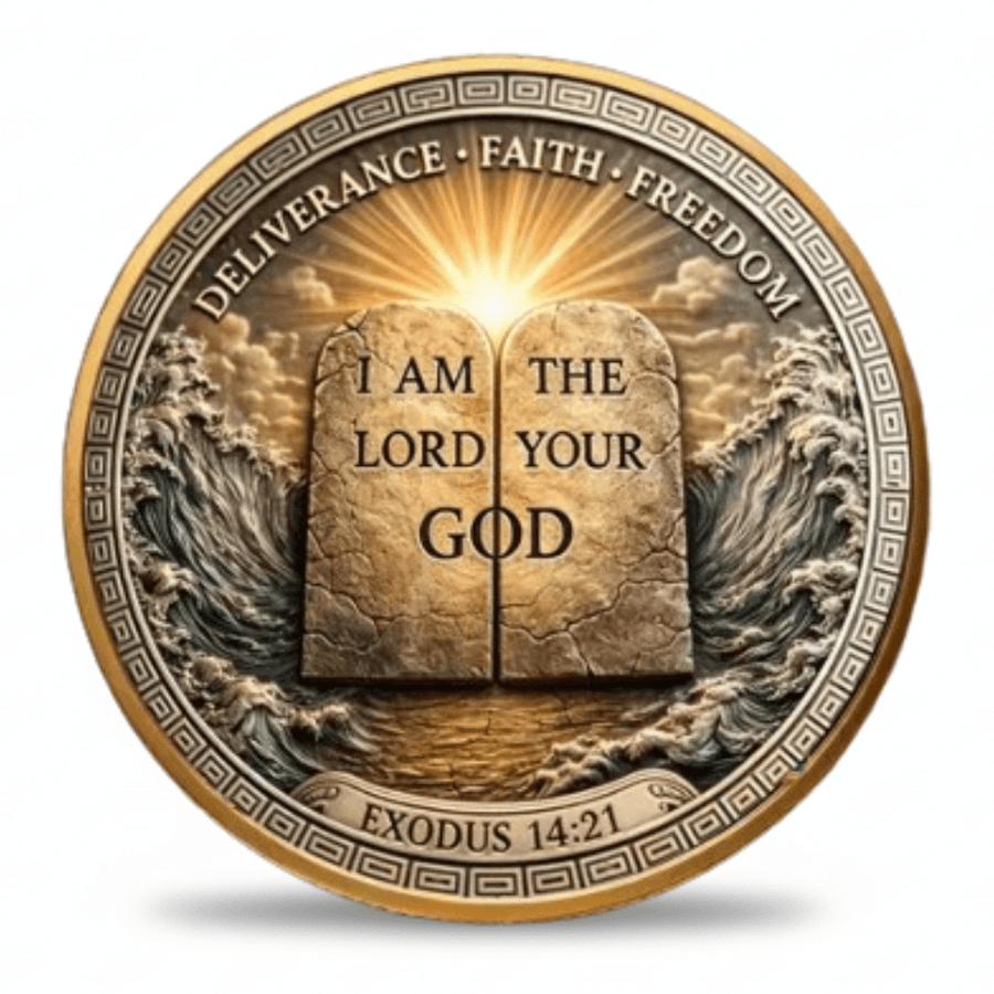 Ten Commandments I Am the Lord Your God Deliverance Faith Freedom biblical collectible coin reverse side

