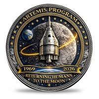 NASA Artemis Program Orion spacecraft lunar orbit Moon Earth background 1969 2026 Returning Humans To The Moon commemorative collectible coin token historical collectible coin token
