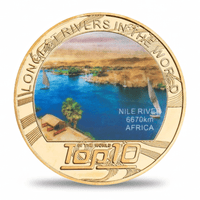 Top 10 Longest Rivers of the World collectible coin Nile River gold-tone geography token available at One More Coin store
