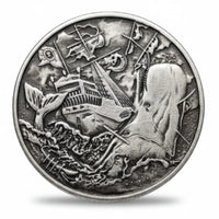 No Prey No Pay pirate ship and whale collectible coin antique silver storm scene nautical gift for collectors available at One More Coin store
