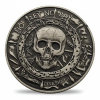 No Prey No Pay skull reverse pirate collectible coin antique silver crossed bones laurel wreath nautical collectible token
