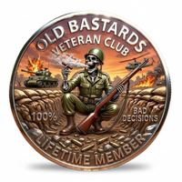 Old Bastards Veteran Club skeleton soldier collectible coin military veteran gift available at One More Coin store
