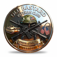Old Bastards Veteran Club reverse crossed rifles helmet dog tags Honor Loyalty Legacy military collectible coin token
