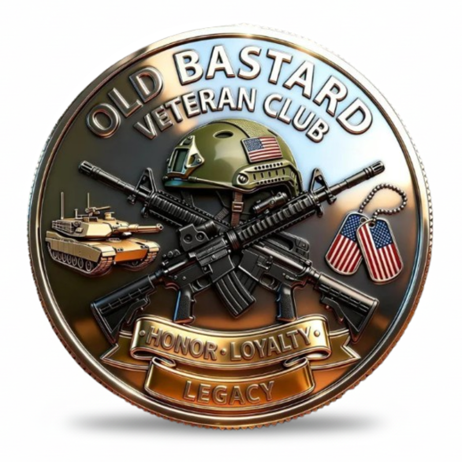 Old Bastards Veteran Club reverse crossed rifles helmet dog tags Honor Loyalty Legacy military collectible coin token
