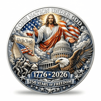 One Nation Under God 1776 2026 250 Years of Freedom commemorative coin front Jesus bald eagle Capitol We the People collectible available at One More Coin store
