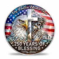 One Nation Under God 250 Years of Blessing 1776 2026 eagle cross praying Christ commemorative collectible coin enamel patriotic gift for collectors available at One More Coin store
