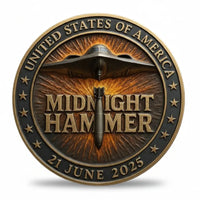 Operation Midnight Hammer challenge coin reverse 21 June 2023 B-2 Spirit bomber United States Air Force
