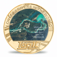 Paraná River longest rivers world collectible coin full-colour aerial photograph gold-tone token
