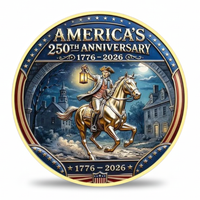 Paul Revere Midnight Ride USA 250th anniversary collectible coin featuring colonial rider on horseback with lantern moonlit village Americas 250th Anniversary 1776 2026 patriotic commemorative collectible token available at One More Coin store

