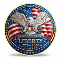 Paul Revere Midnight Ride coin reverse featuring soaring Bald Eagle with American flag In God We Trust Liberty 1776 2026 gold rim commemorative collectible token
