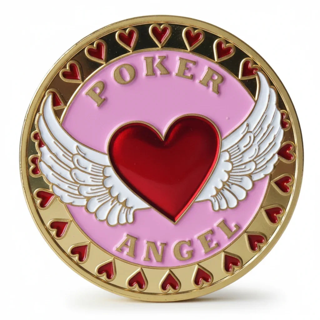 Poker Angel winged heart poker themed collectible coin available at One More Coin store
