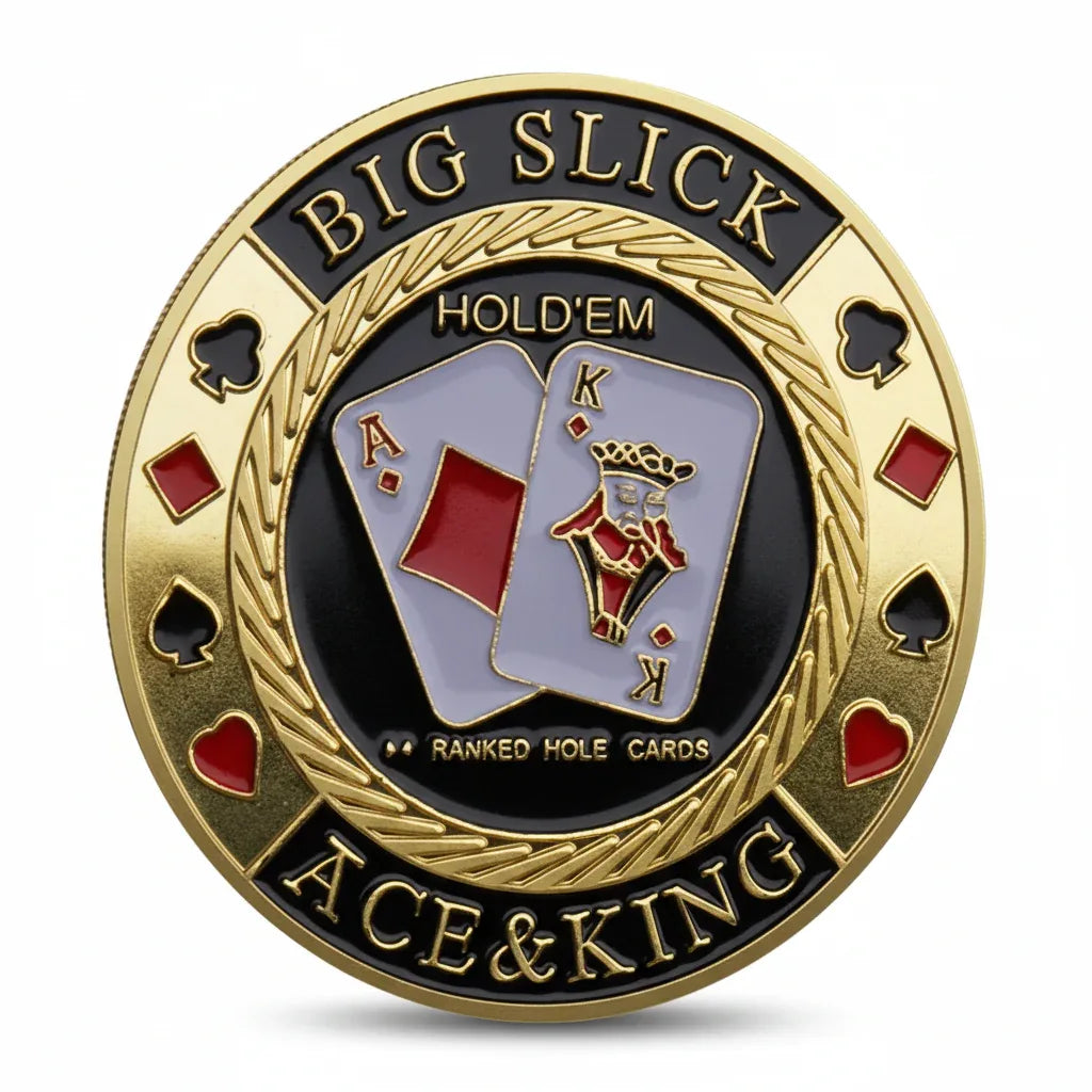 Big Slick Ace & King poker themed collectible coin available at One More Coin store
