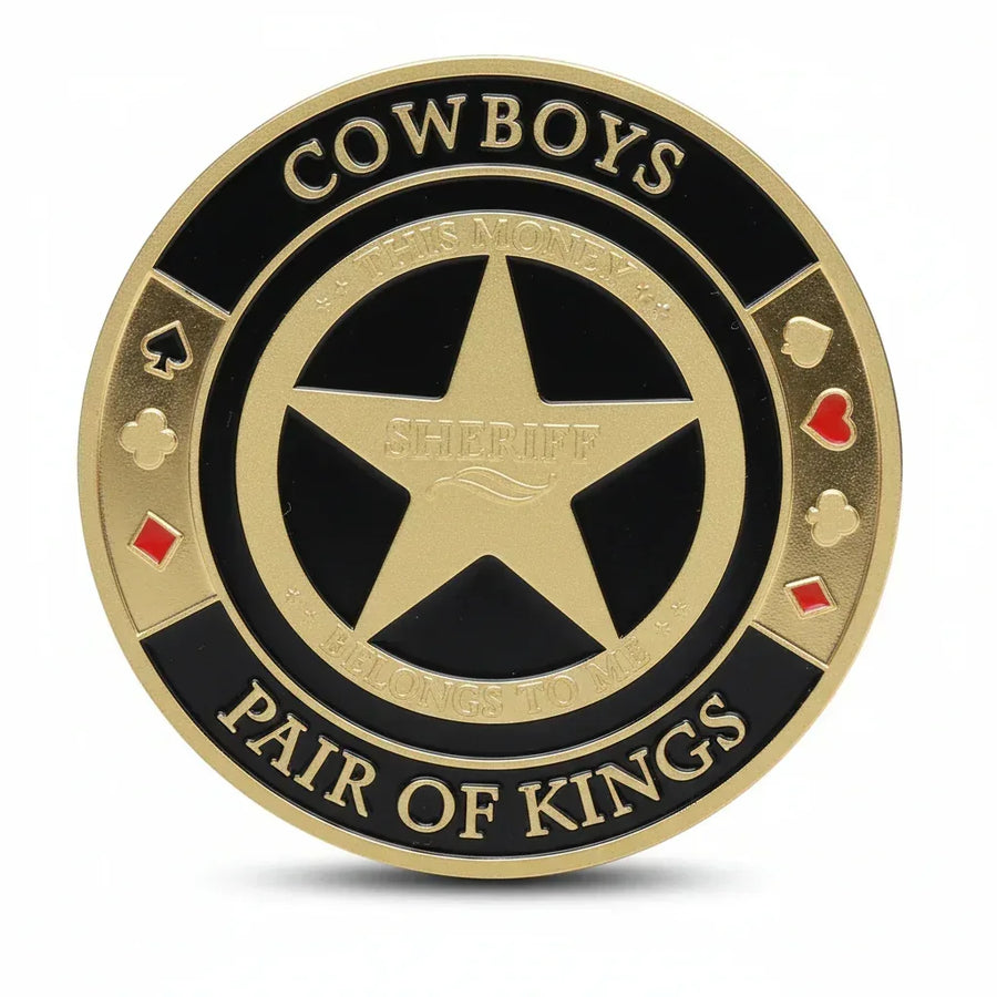 Cowboys pocket Kings poker themed collectible coin available at One More Coin store
