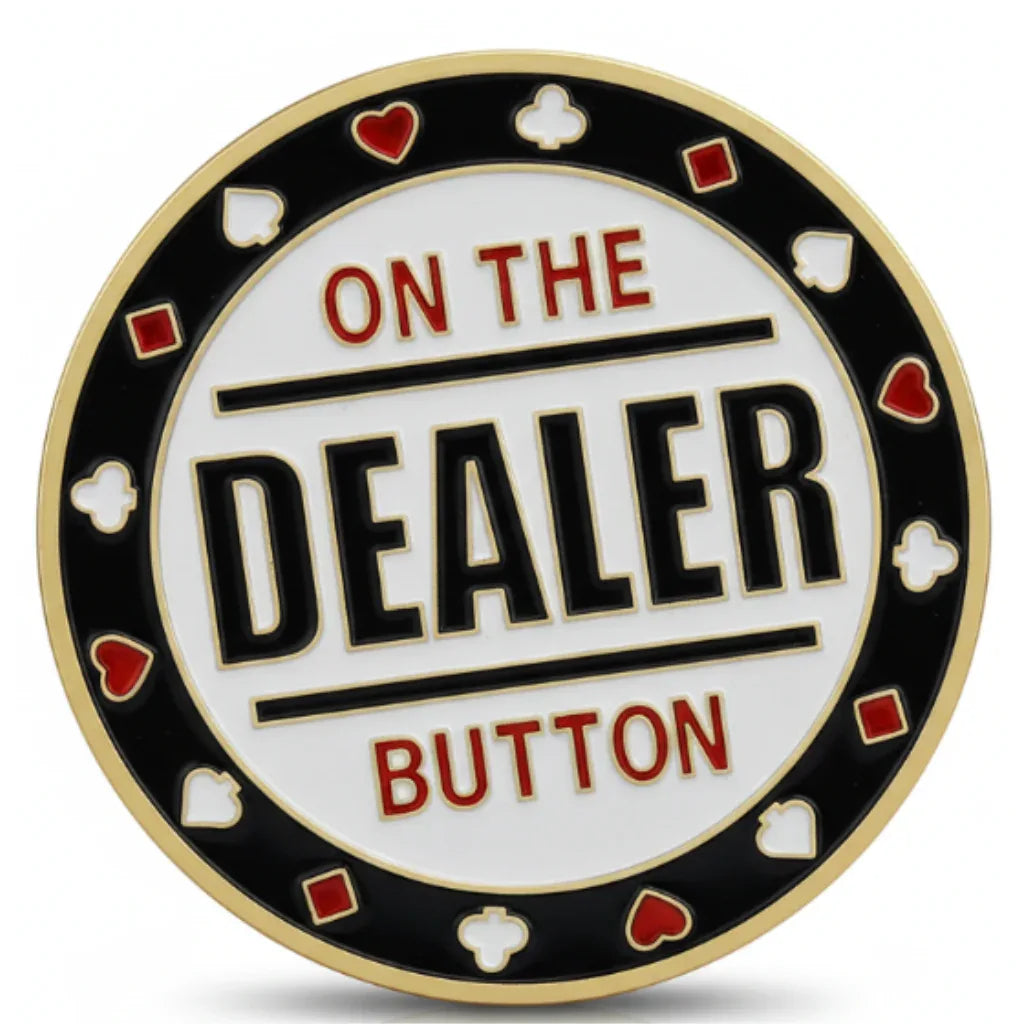 Dealer Button poker themed collectible coin available at One More Coin store
