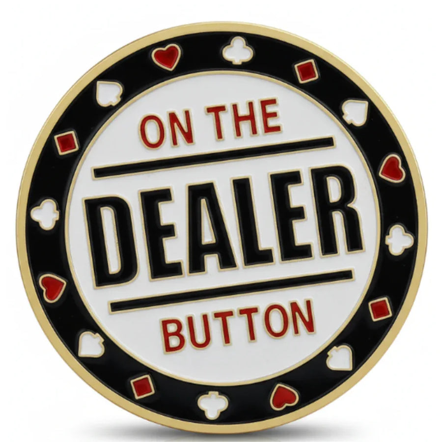 Dealer Button poker themed collectible coin available at One More Coin store
